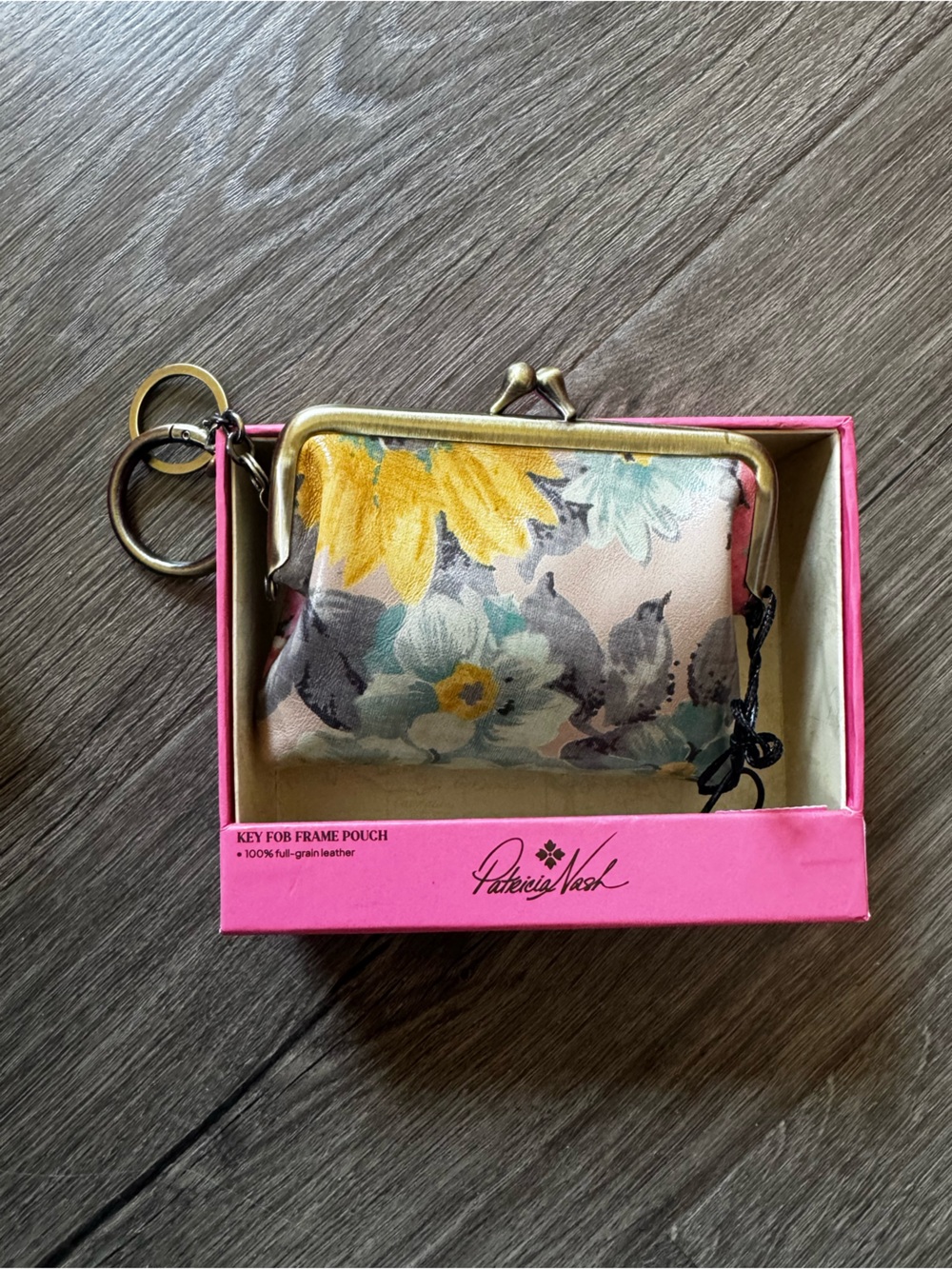 Patricia Nash Floral Key Ring Coin Purse - Pink, Yellow & Blue